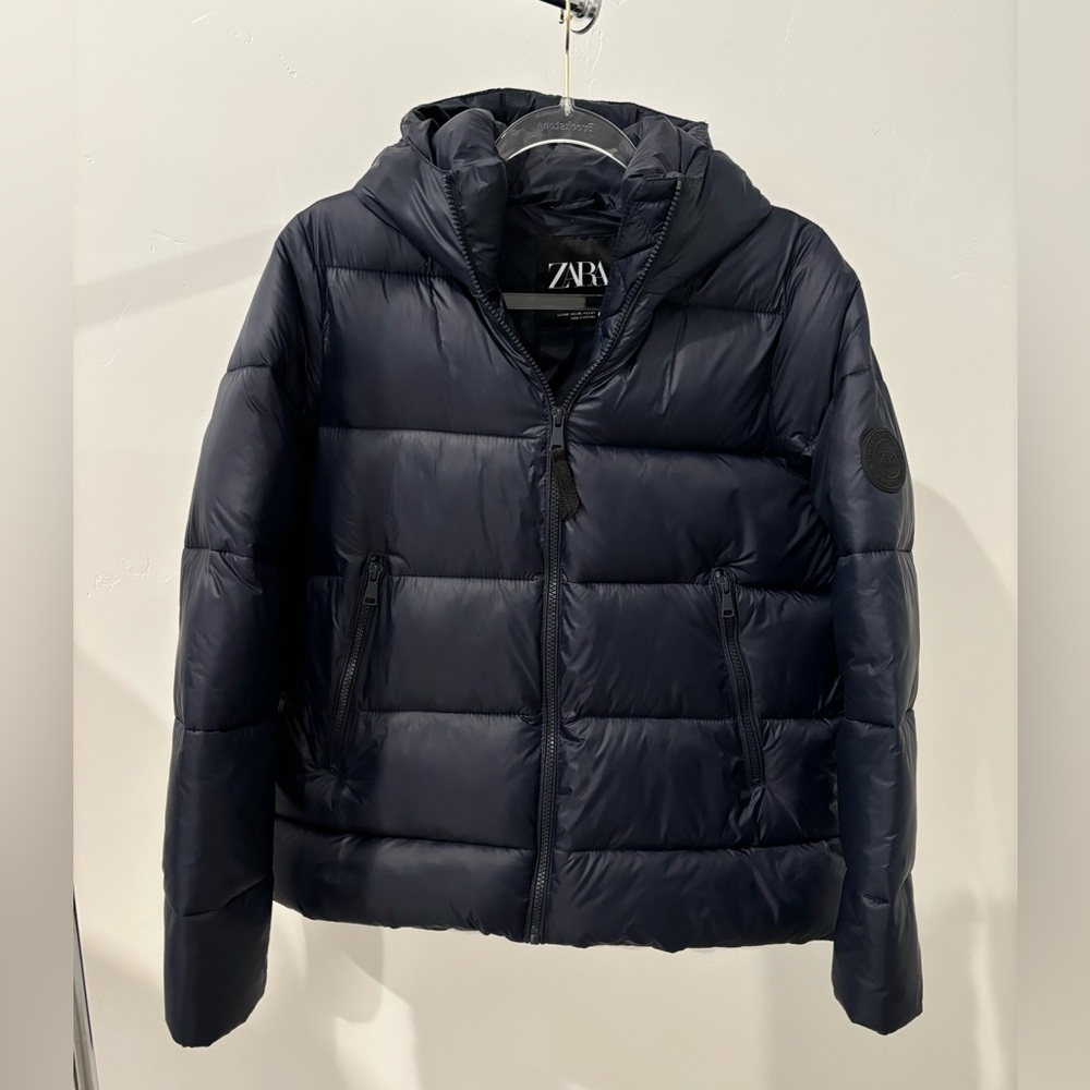 ZARA NAVY BLUE PUFFER JACKET XS